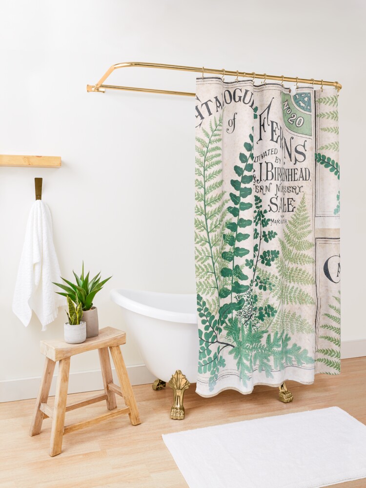 Alternate view of Vintage Botanical Ferns Shower Curtain