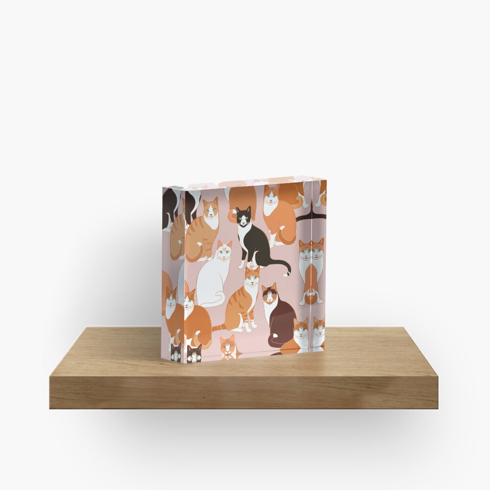 Ginger Cats on pink (with stickers) Acrylic Block