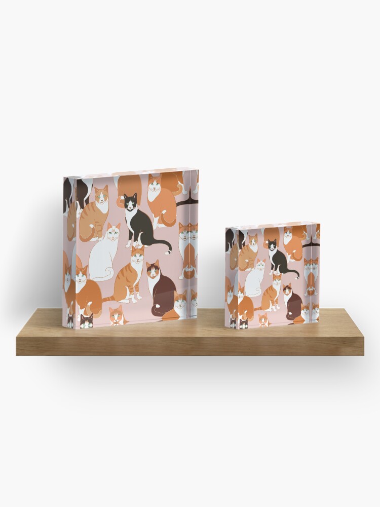 Alternate view of Ginger Cats on pink (with stickers) Acrylic Block