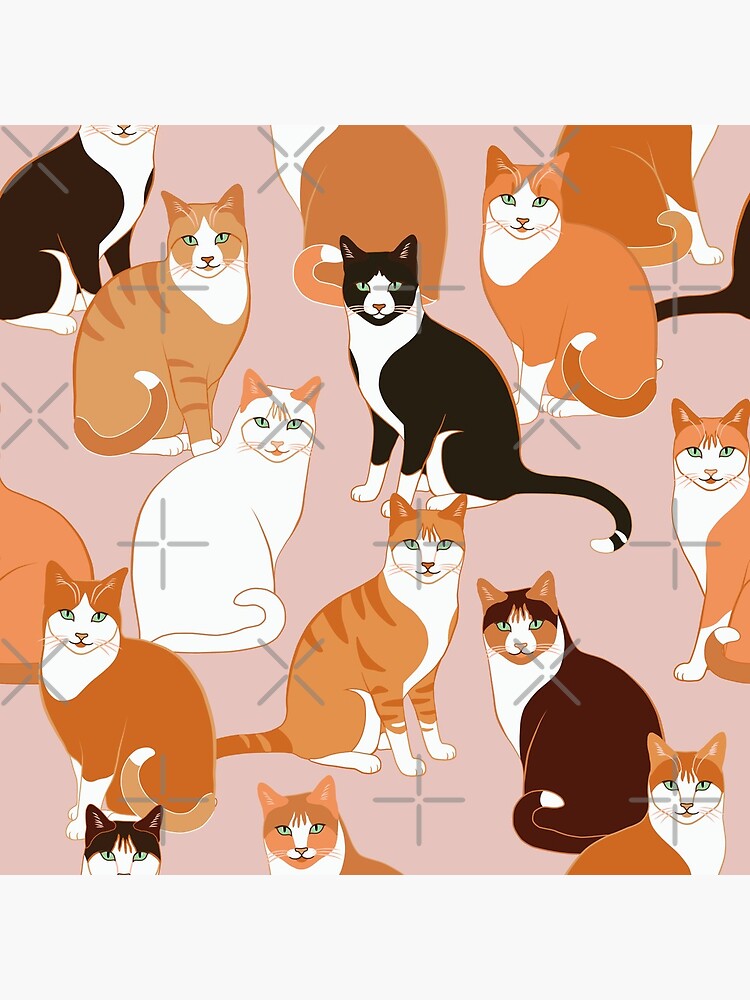 Ginger Cats on pink (with stickers) by nadyanadya