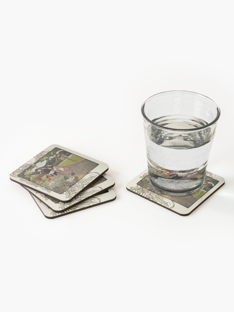 Alternate view of Vintage Art from ”A little garden calendar for boys and girls” book Coasters (Set of 4)