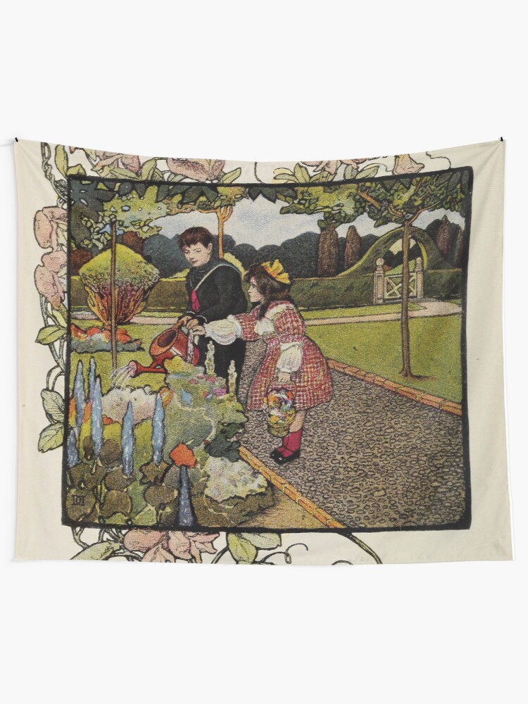 Alternate view of Vintage Art from ”A little garden calendar for boys and girls” book Wall Tapestry