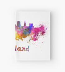 Cleveland skyline in watercolor Hardcover Journal