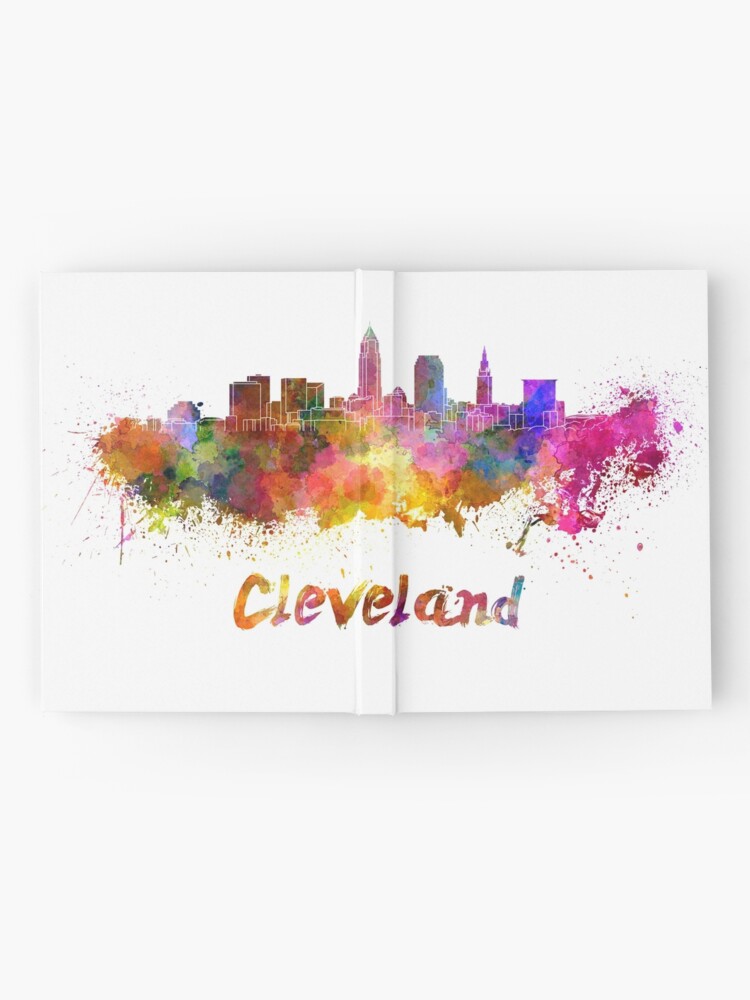 Alternate view of Cleveland skyline in watercolor Hardcover Journal