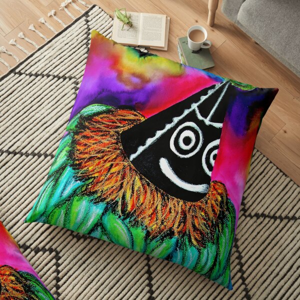 #246 - The Colourful Duk Duk - Artist Nathalie Le Riche Floor Pillow