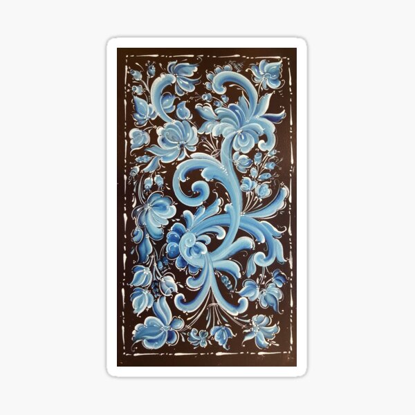 Norwegian Blue Telemark Rosemaling Sticker