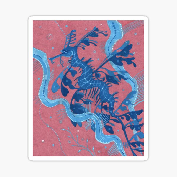 Leafy Seadragon Seahorse, Marine Fish, Ocean Animals Gouache Sticker