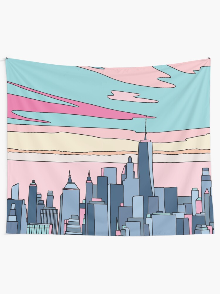 Alternate view of City sunset by Elebea Tapestry