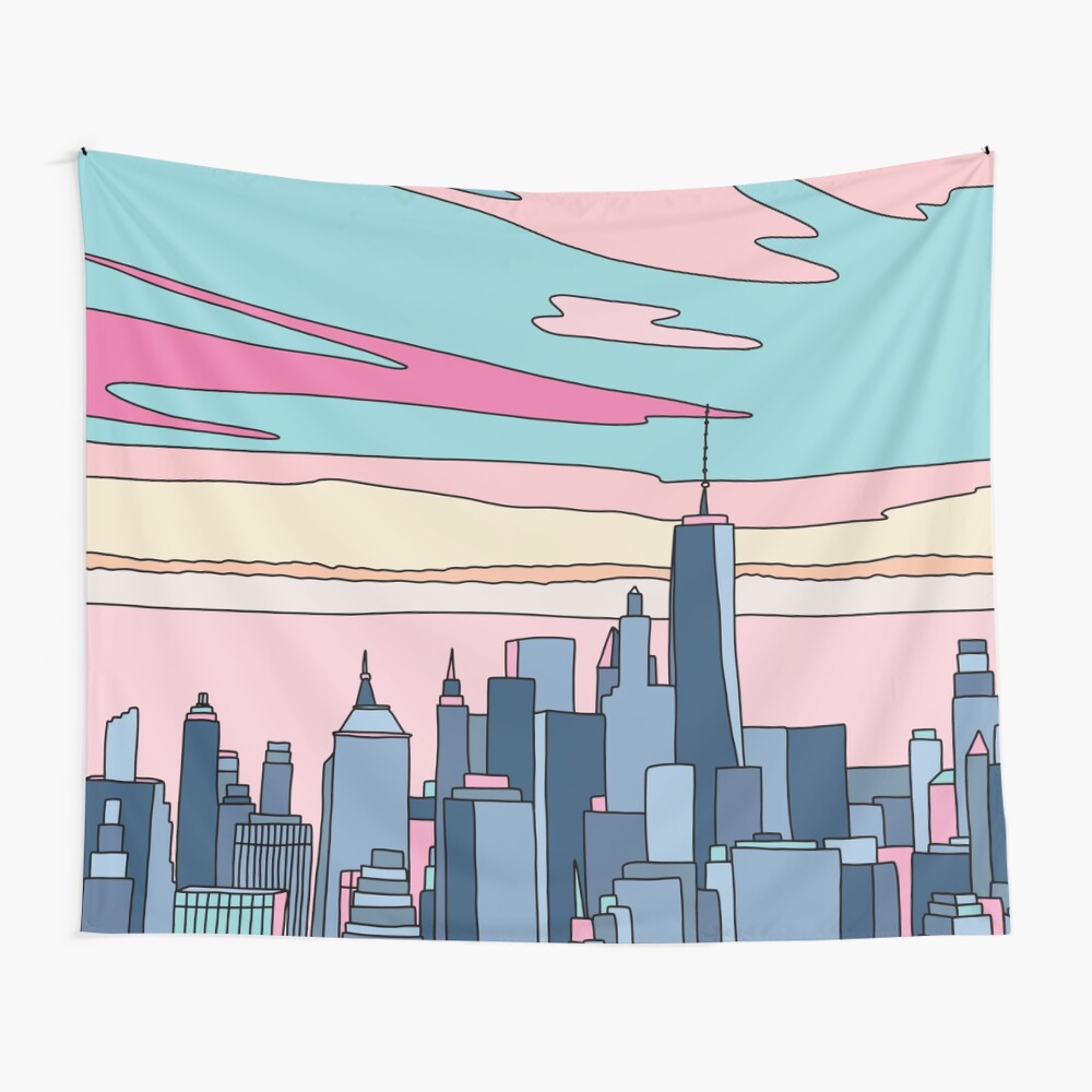City sunset by Elebea Wall Tapestry