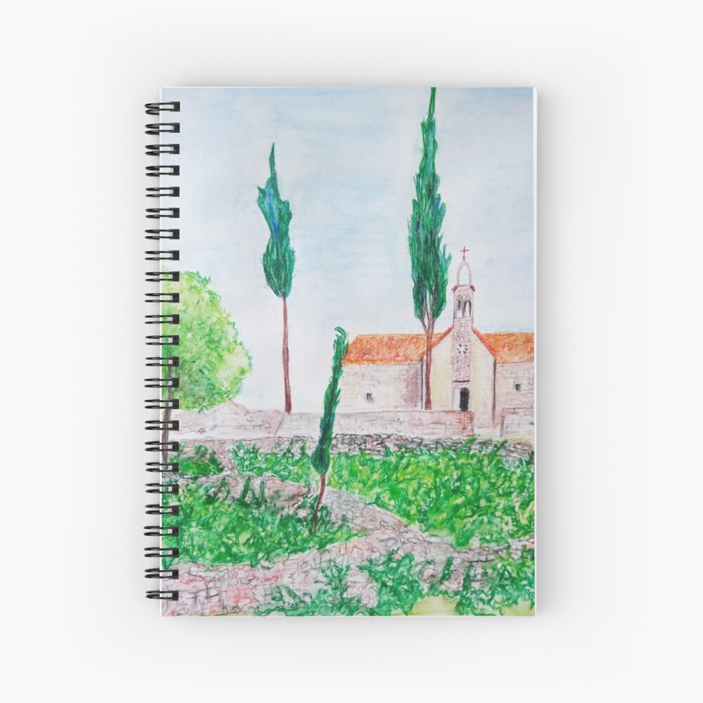 ISLAND HVAR WATERCOLOUR LANDSCAPE Spiral Notebook