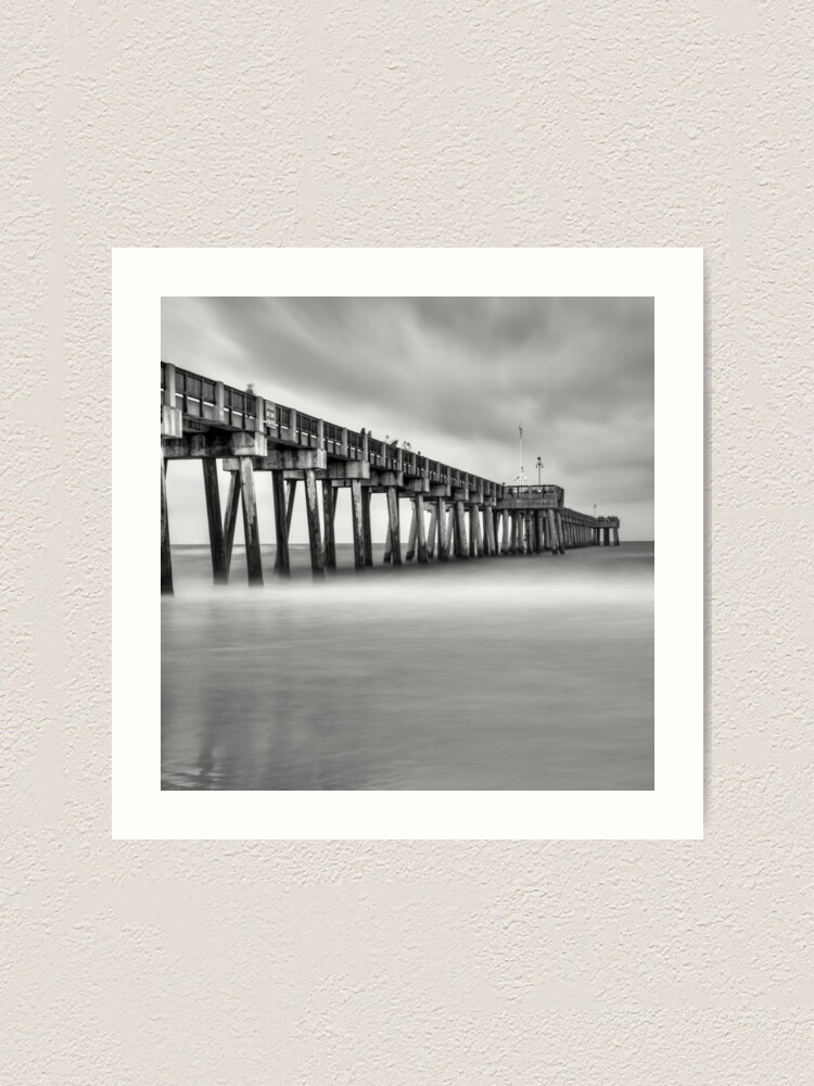 Panama City Beach, Florida Pier, Russell Fields on sale Pier, Black and White, Monochrome Architecture, Ocean Art, Beach Decor, Pier Park