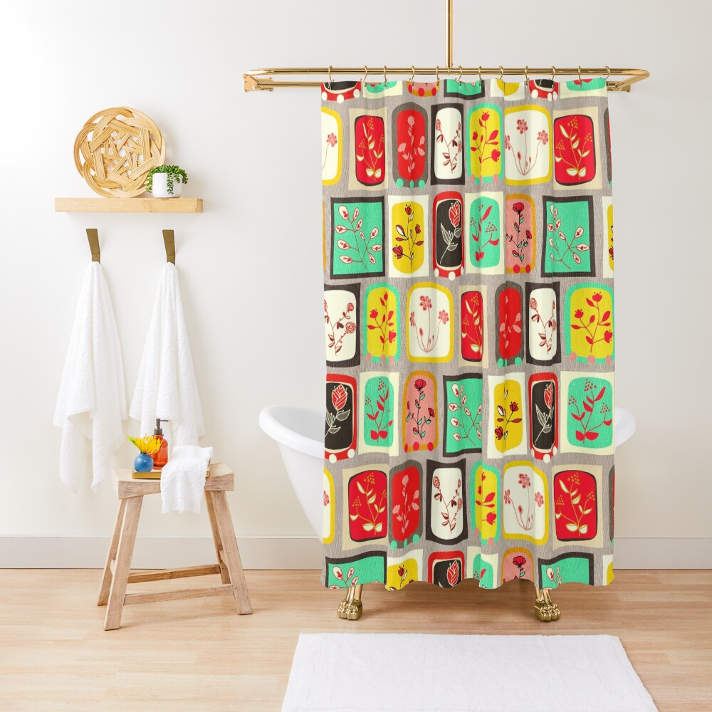 Fabulous Framed 50s Floral Shower Curtain