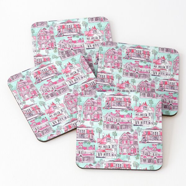 Item preview, Bright Watercolor Victorian Houses  designed and sold by TigaTiga.