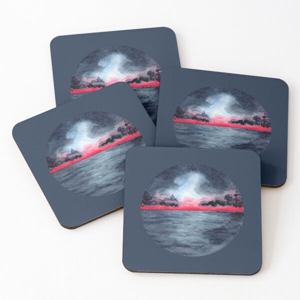 Item preview, Stormy Sea at Night - Round - Watercolour Painting designed and sold by Pattokarts.
