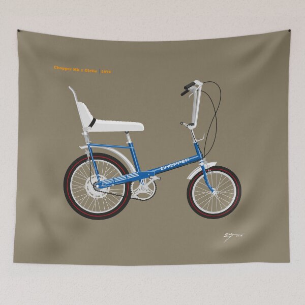 Item preview, Raleigh Chopper Mk 1 Girlie Horizon Blue designed and sold by Tunstall Illustration.