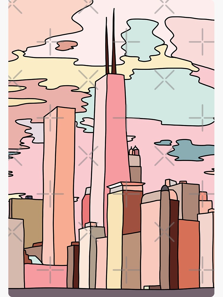 Thumbnail 3 of 3, Sticker, Chicago sunset by Sasa Elebea designed and sold by elebea.