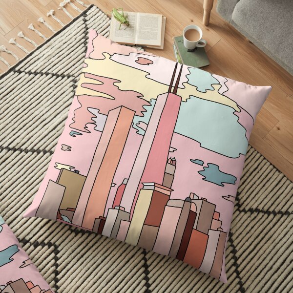 Chicago sunset by Sasa Elebea Floor Pillow