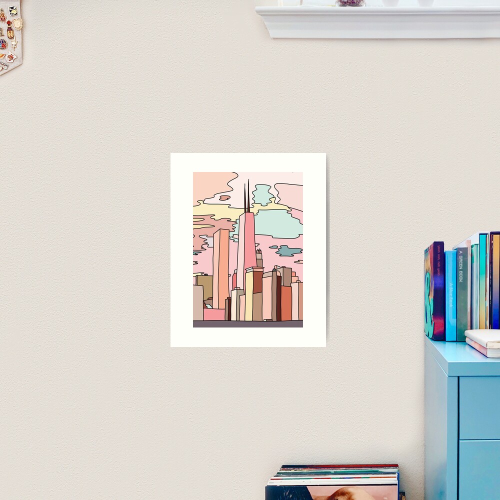 Chicago sunset by Sasa Elebea Art Print
