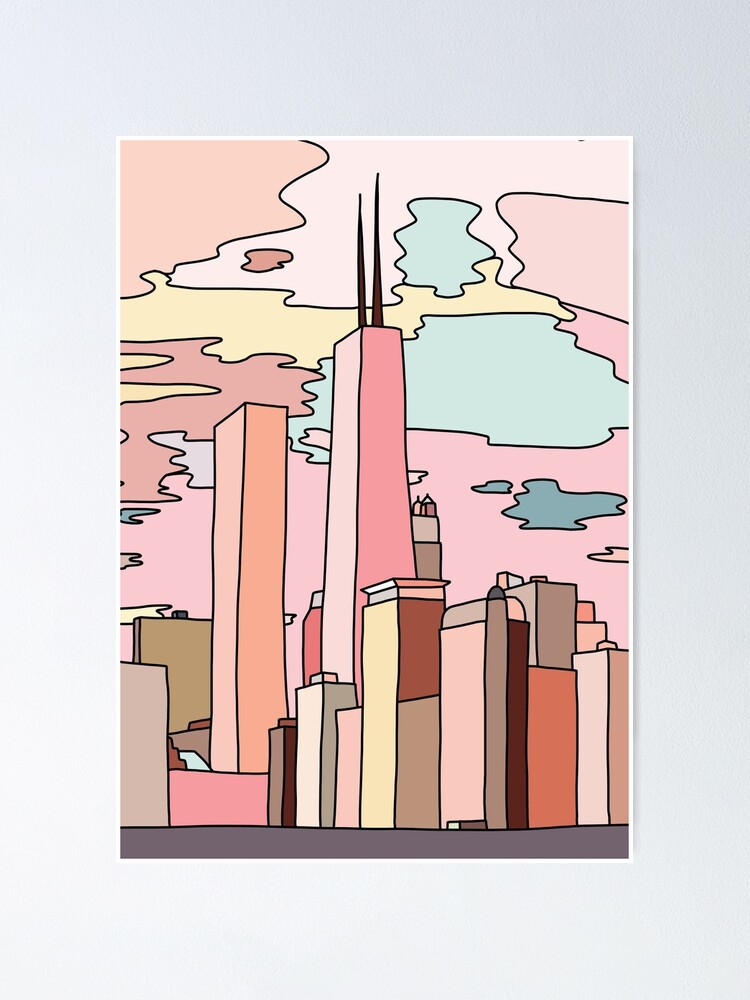 Alternate view of Chicago sunset by Sasa Elebea Poster