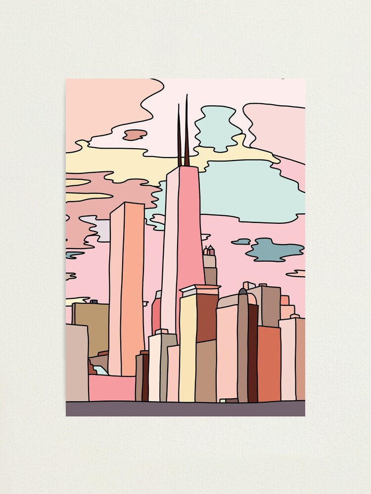 Vista alternativa de Lámina fotográfica Puesta de sol de Chicago por Sasa Elebea