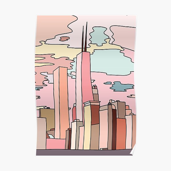 Chicago sunset by Sasa Elebea Poster