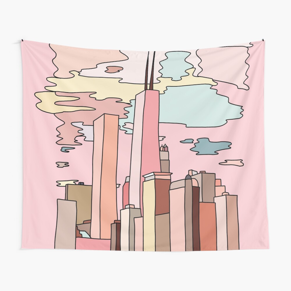 Chicago sunset by Sasa Elebea Wall Tapestry