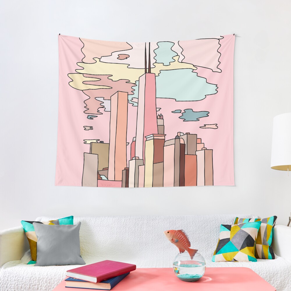 Chicago sunset by Sasa Elebea Tapestry