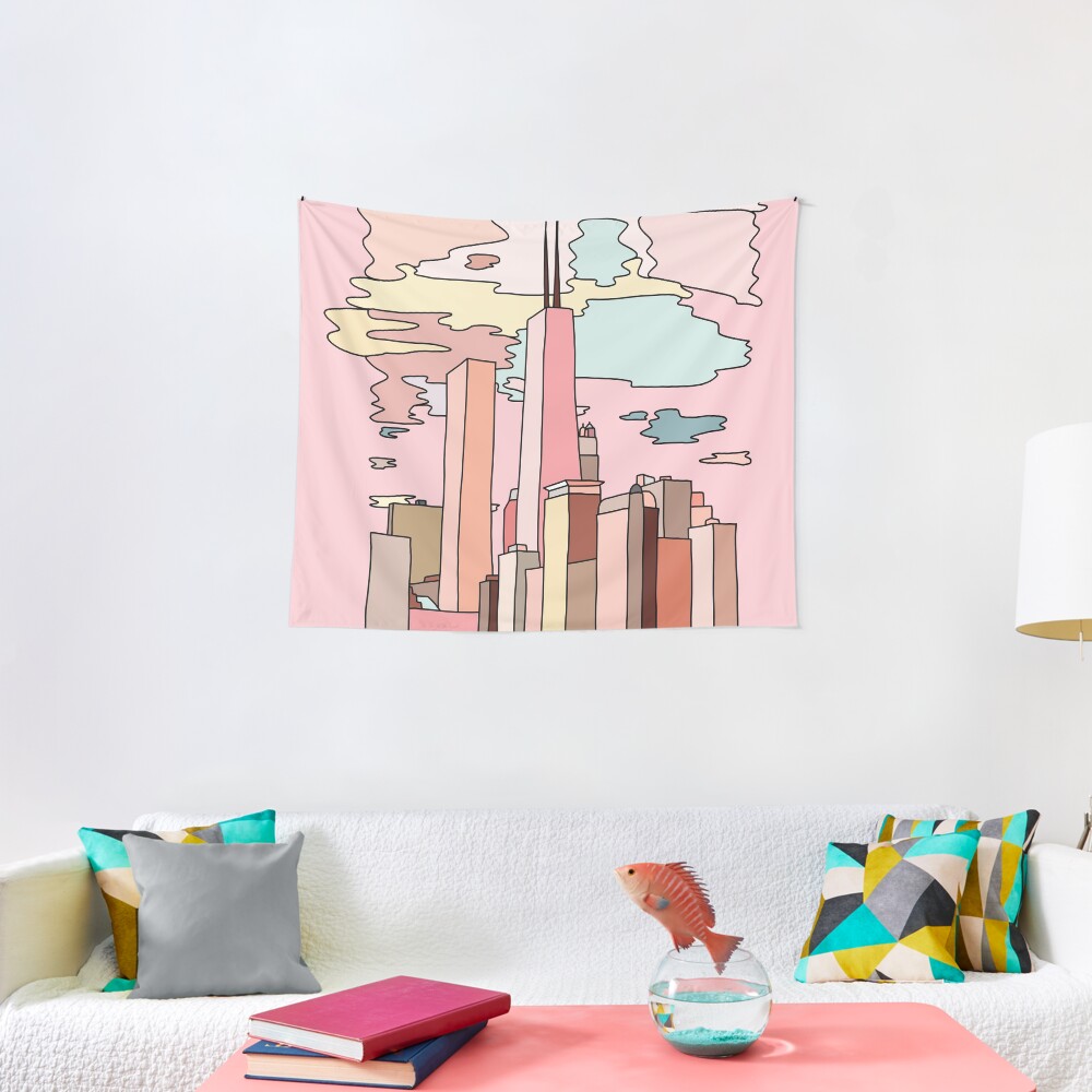 Chicago sunset by Sasa Elebea Tapestry