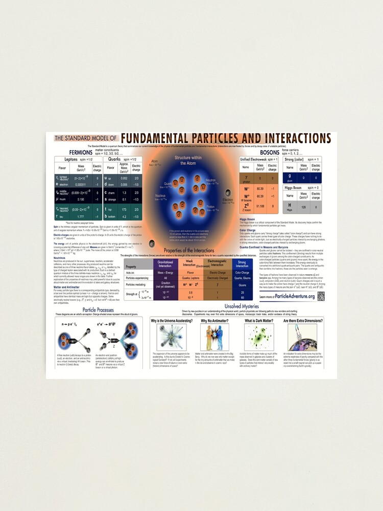 Alternate view of The Standard Model of Fundamental Particles and #Interactions - #Physics #StandardModel #FundamentalParticles Photographic Print