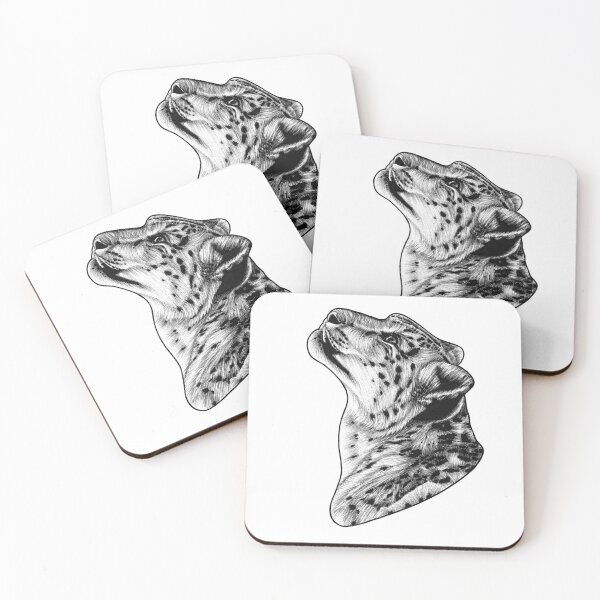 Item preview, Snow leopard - big cat - ilustración de tinta designed and sold by LorenDowding.