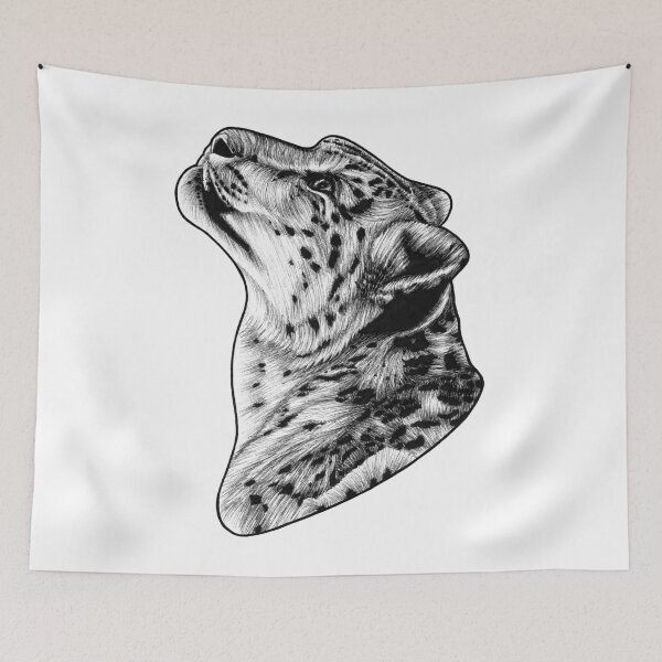 Item preview, Snow leopard - big cat - ilustración de tinta designed and sold by LorenDowding.
