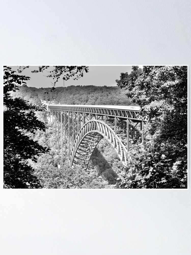 New River Gorge And Bridge Black And White Poster By Lisawootenphoto Redbubble