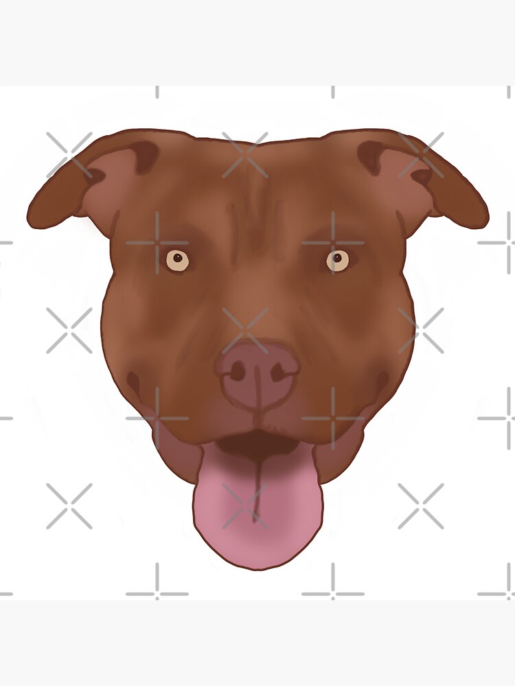 Red Nose Pit Bull Painted On Blue Background By Idan Badishi
