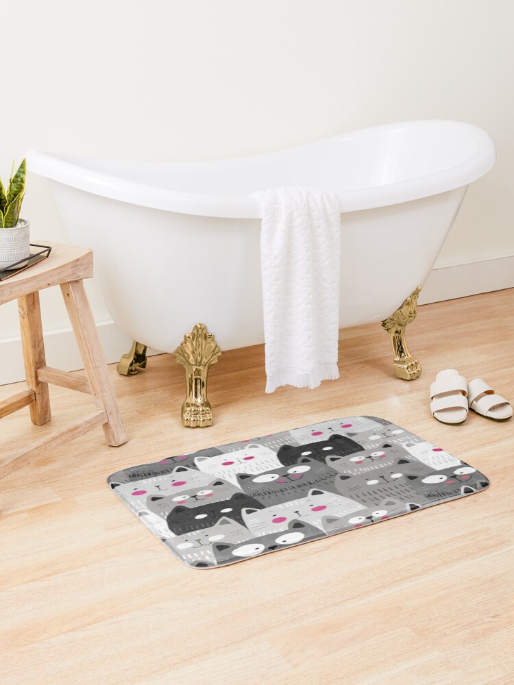 Thumbnail 2 of 6, Bath Mat, Cats designed and sold by Ochic.