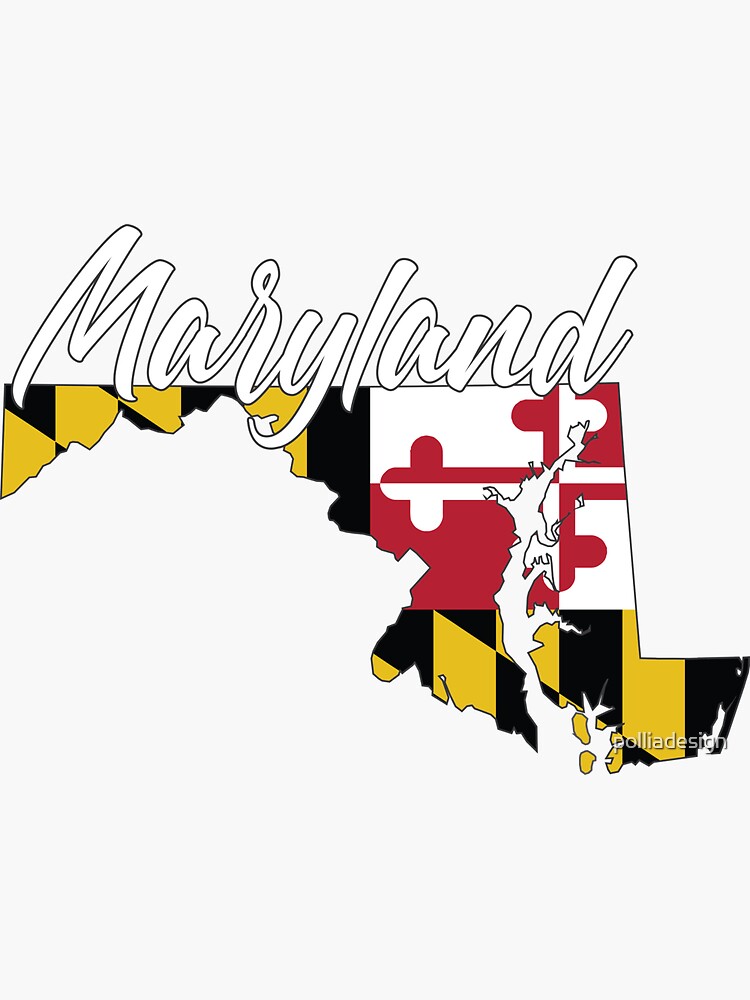 "Maryland State Flag Cute County Map" Sticker for Sale by polliadesign