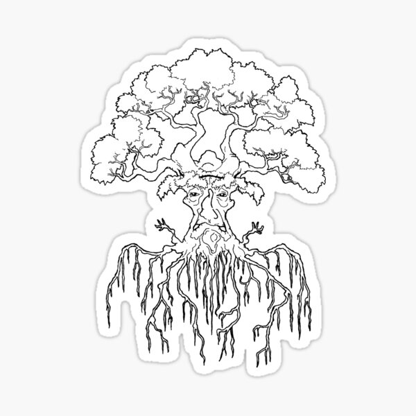 Duality Tree Ancient Wisdom transparent line-art Sticker