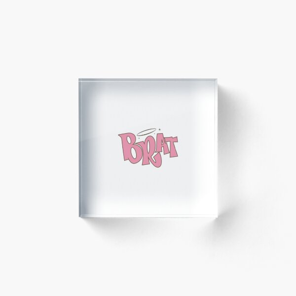 Pink Brat logo Acrylic Block