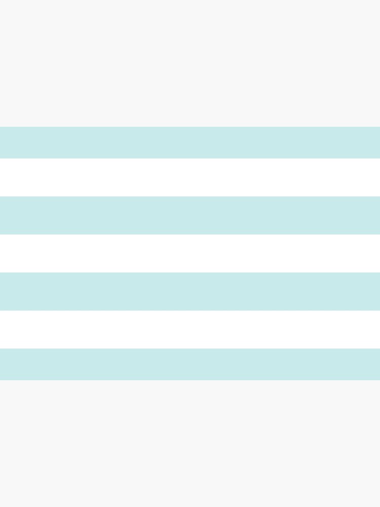 Duck Egg Pale Aqua Blue and White Wide Horizontal Cabana Tent Stripe by podartist
