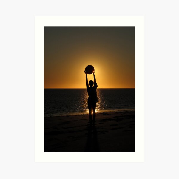 Tess and Ball at Sunset Art Print
