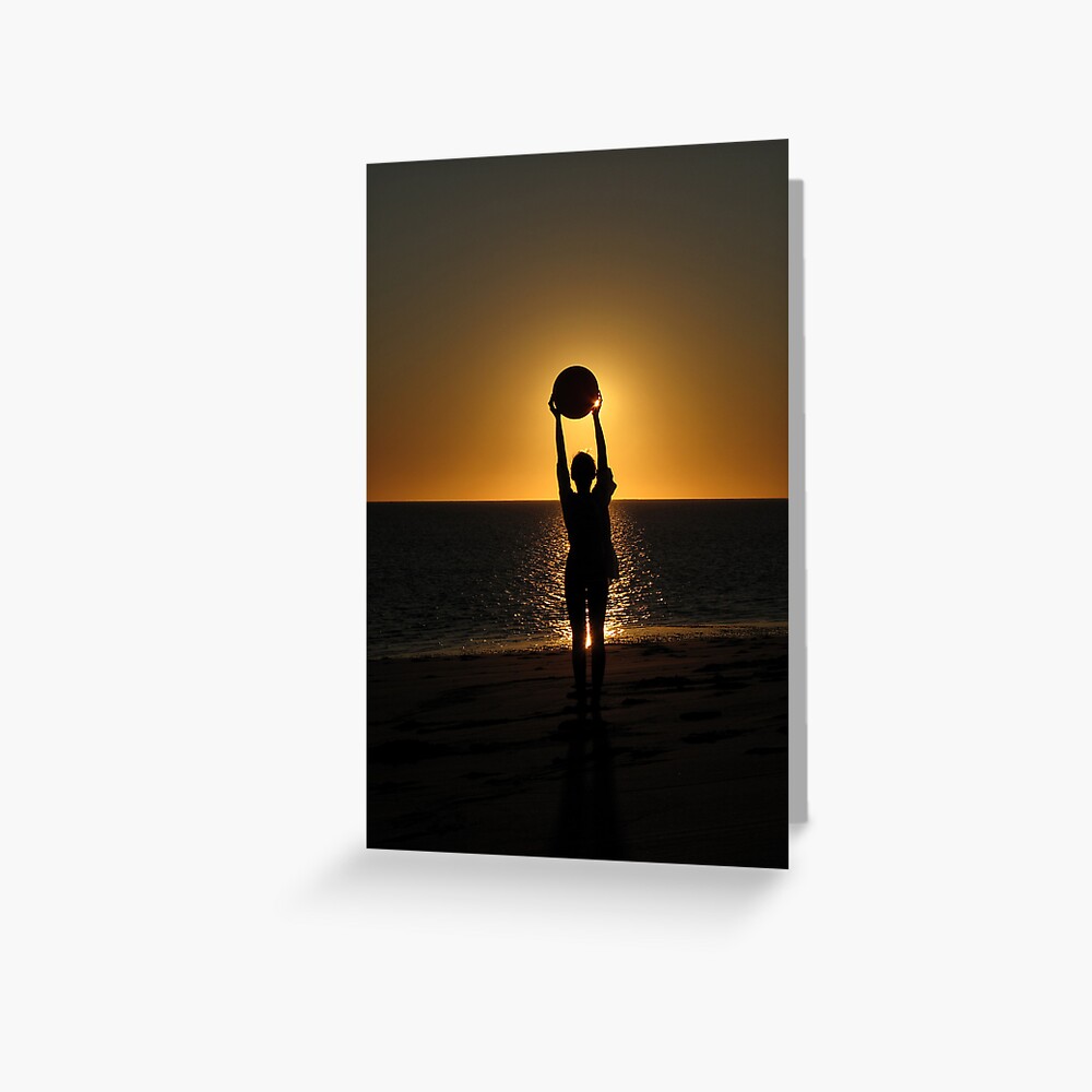 Tess and Ball at Sunset Greeting Card
