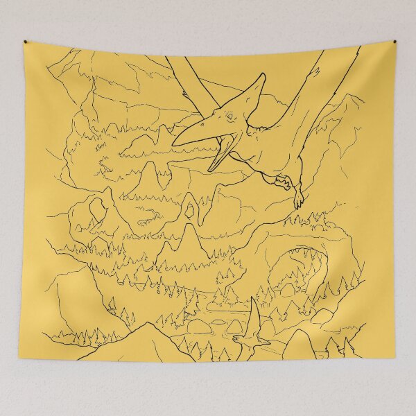Item preview, Dinosaur Flying Paleo Art Scene transparent line-art designed and sold by rootinspiration.