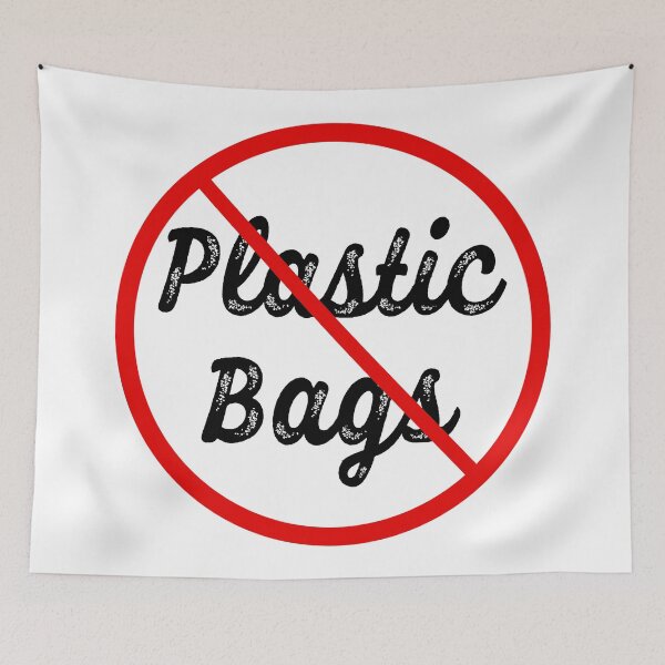 Item preview, No More Plastic Bags Red Black designed and sold by Minnie777.