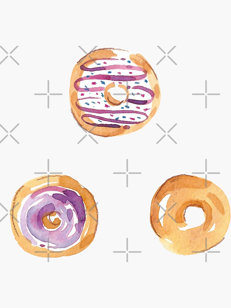Lilac Watercolor Donuts by annieparsons