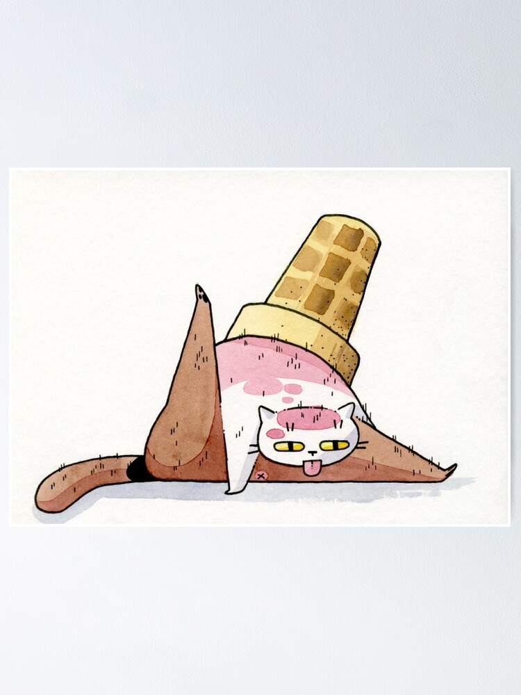 "Melting Ice Cream Cat" Poster for Sale by KaseyTheGolden Redbubble