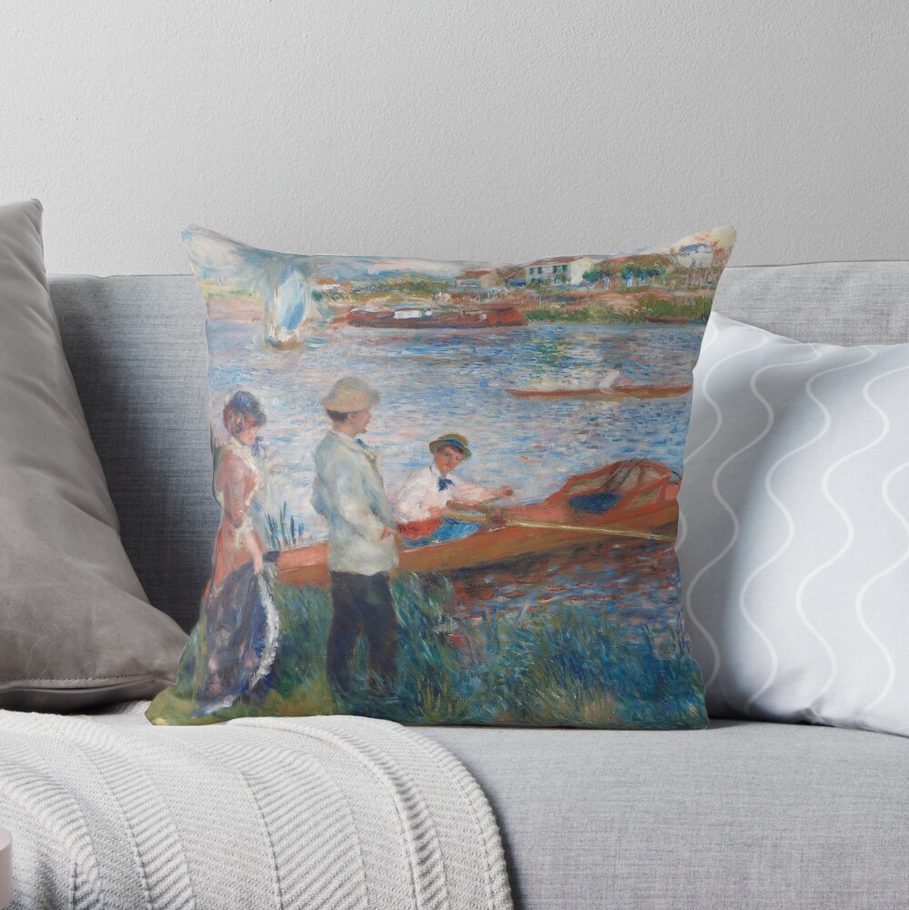 Oarsmen at Chatou Painting by Auguste Renoir Throw Pillow
