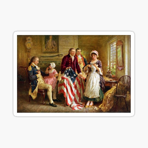 Vista previa del artículo con la obra «Betsy Ross y el general George Washington», diseñado y vendido por warishellstore.