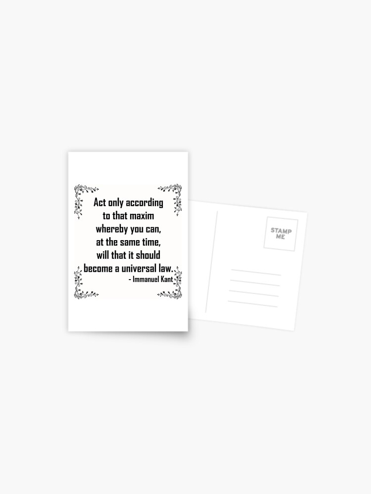 Immanuel Kant Categorical Imperative Postcard For Sale By Milena93 Redbubble