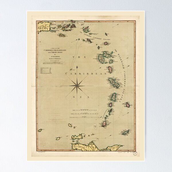 Aperçu de l'œuvre Carte des Petites Antilles (1789) créée et vendue par allhistory.