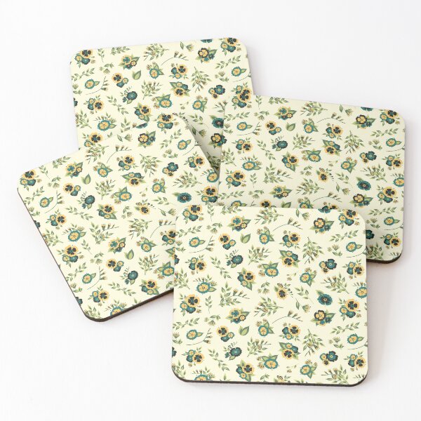 Item preview, Folk Floral Garden Pattern in Yellow Green designed and sold by NJMoxon.