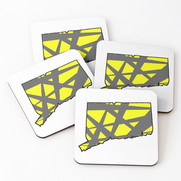 Item preview, Connecticut State Map Yellow and Gray Geometric Pattern designed and sold by lukaskugler.